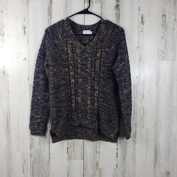Time and tru colorful knit v-neck sweater women's size small 4-6 - Picture 9 of 9
